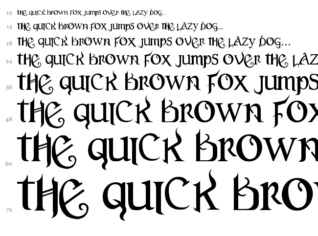 Versal Gothic font waterfall